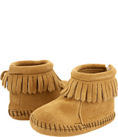 Cheap Minnetonka Kids Suede Back Flap Bootie Infant Toddler Tan Suede