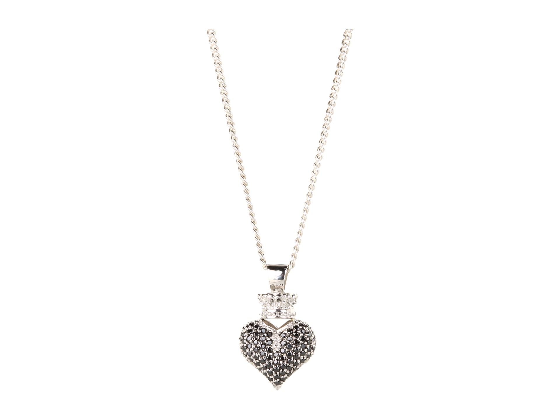 King Baby Studio Large 3D Crowned Heart Pendant with Black Pavé CZ 
