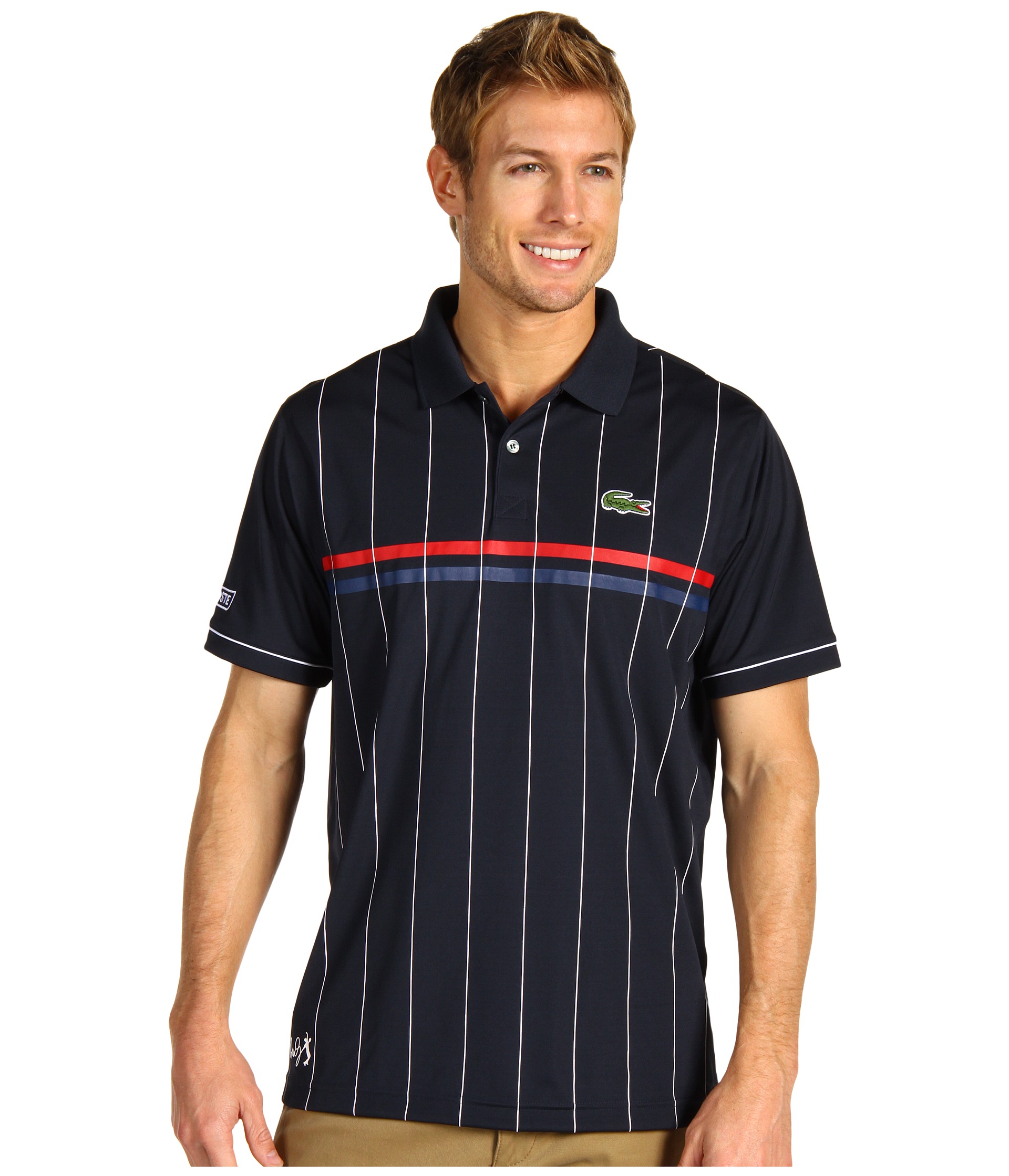 Lacoste Andy Roddick S/S Super Dry Chest Stripe Polo Shirt on PopScreen