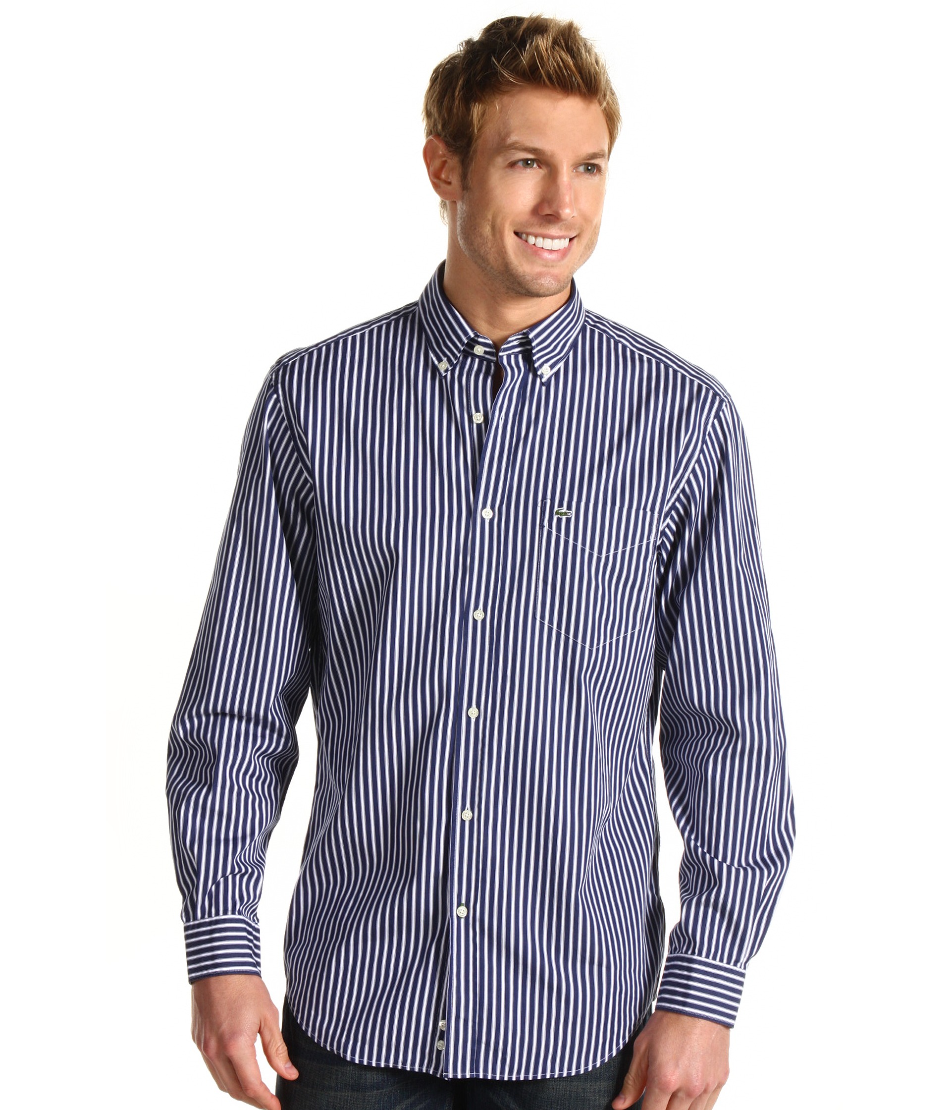 Lacoste L/S Cotton Poplin Stripe Shirt    BOTH 
