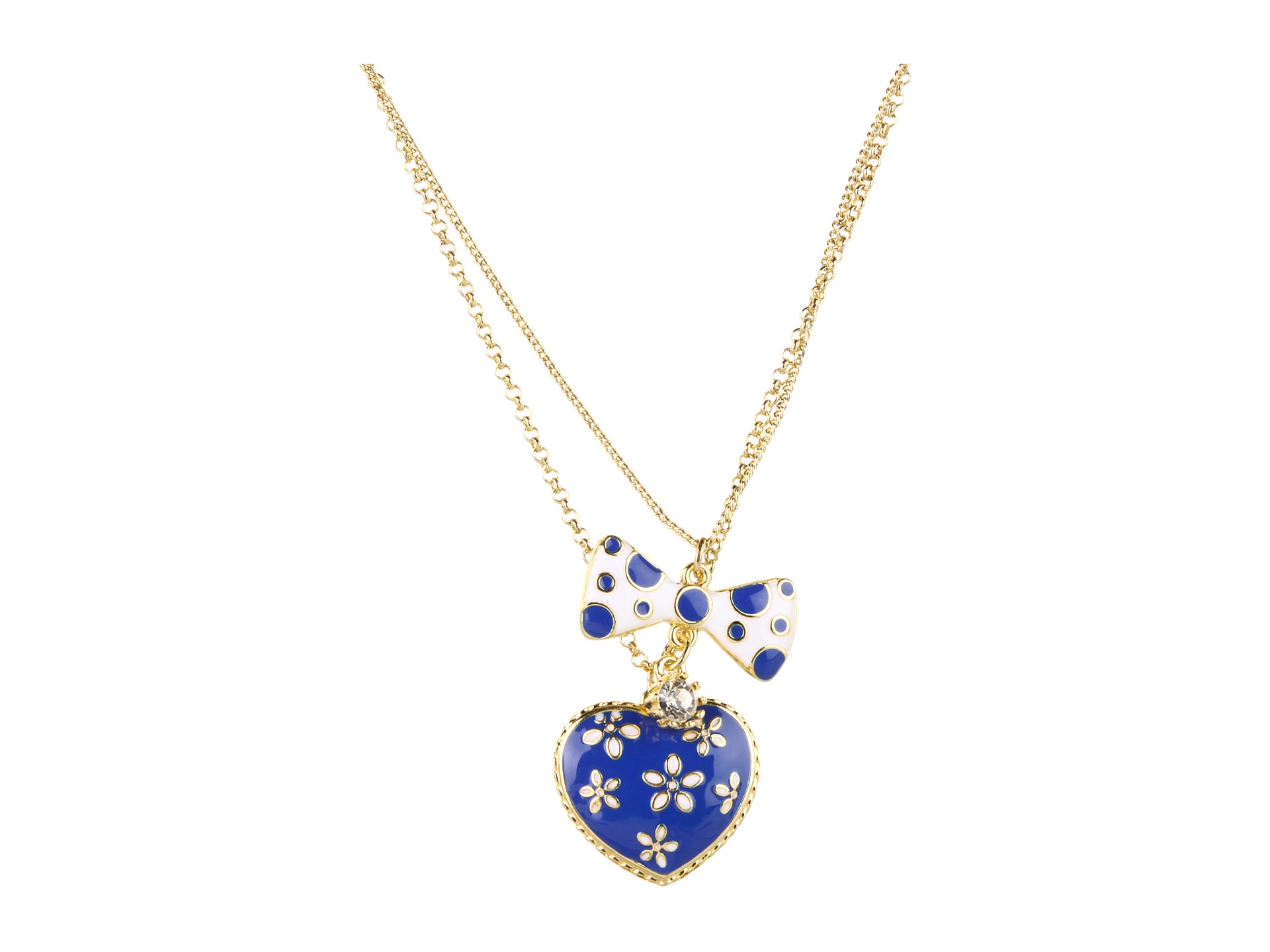 Betsey Johnson Pretty Polka Dot Flow Bow Necklace $40.00 NEW Betsey 